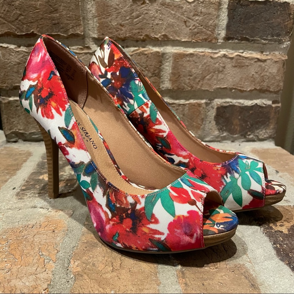 Christian Siriano Flower Pattern Open Toe Pump
